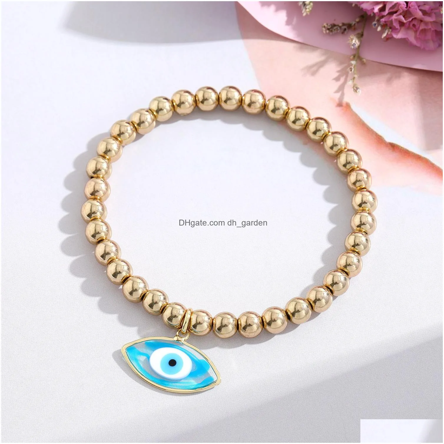 turkey oval blue evil eye charms bracelet women handmade gold plated beads rope chain lucky bracelets girl party jewelry gift couple