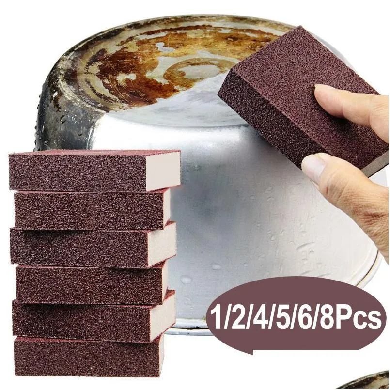 sponges scouring pads 10pcs magic sponge eraser carborundum removing rust cleaning brush descaling clean rub for cooktop pot kitchen