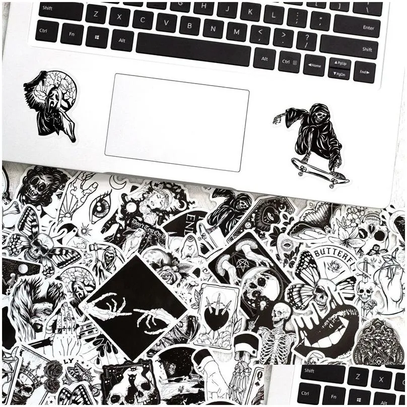 50 pcs gothic stickers cool horror cartoon teen gifts vinyl waterproof for water cup