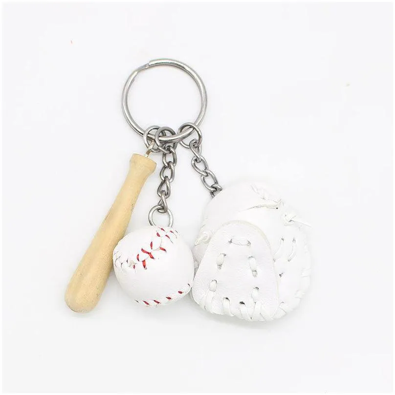 woodiness baseball key buckle men women alloy hang bag plated silver keys chain multicolor three piece set 32 xy j2b