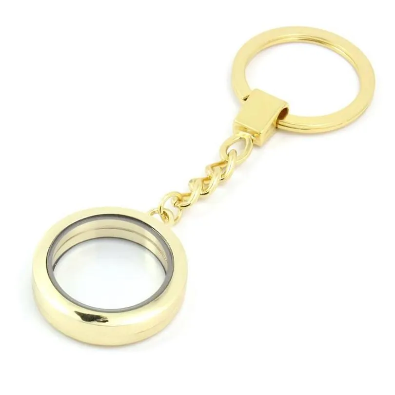 round alloy floating locket keychain magnetc 30mm glass locket keyring jewelry accept customization 606 z2