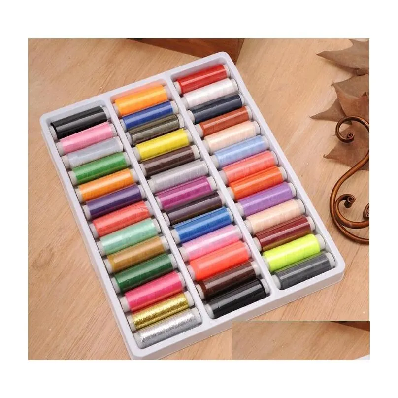 39rollset no402 mixed color sewing thread spolyestersewing supplies for hand machine thread to sew 8589876