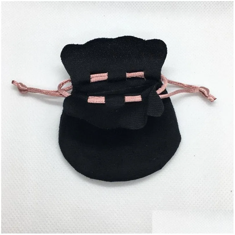 pink ribbon black velvet bags fit european pandora style beads charms and bracelets necklaces jewelry fashion pendant pouches