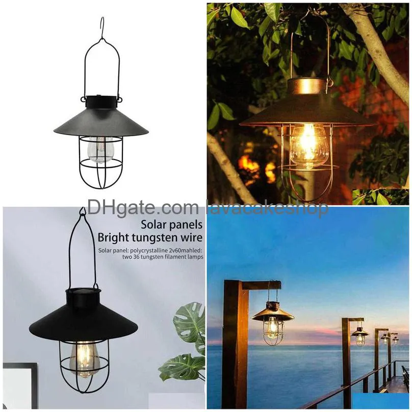 retro solar lantern garden yard patio decor outdoor wall hanging light vintage lamp with warm white bulb h0917