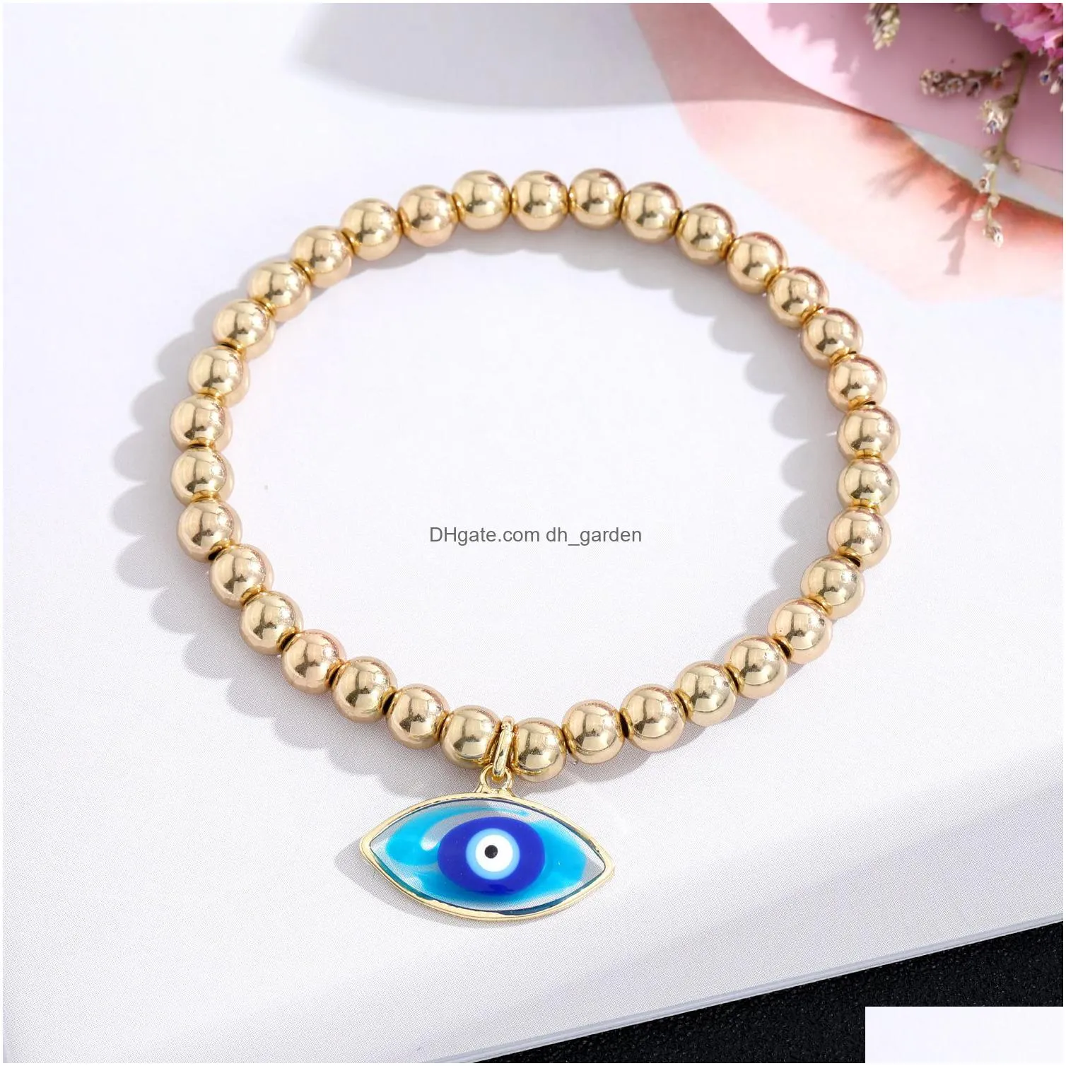 turkey oval blue evil eye charms bracelet women handmade gold plated beads rope chain lucky bracelets girl party jewelry gift couple