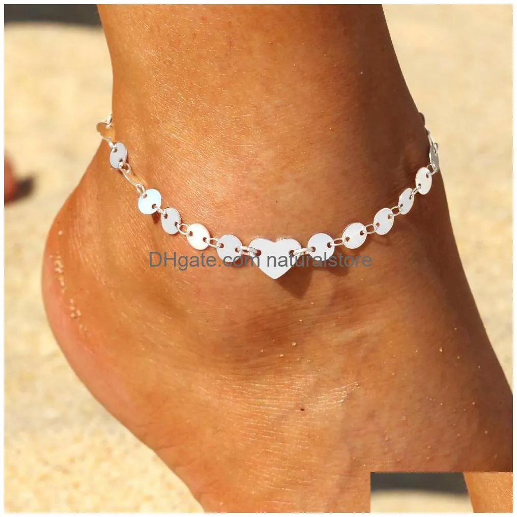 bohemia alloy chain anklet flower design summer beach ankles foot bracelet antique silver color retro anklets gift