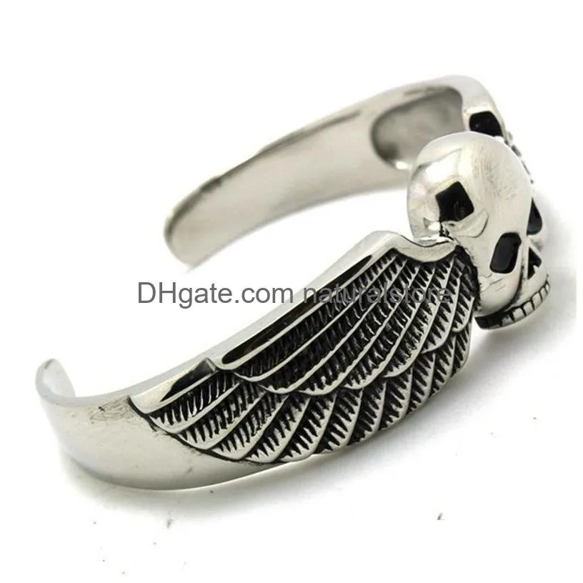 men fashion gothic stainless steel punk skull bracelet