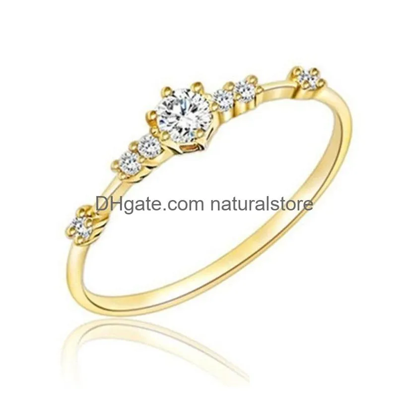new fashion woman ring simple crystal brand rings for women gold/silver color female ring party wedding jewelry wholesale