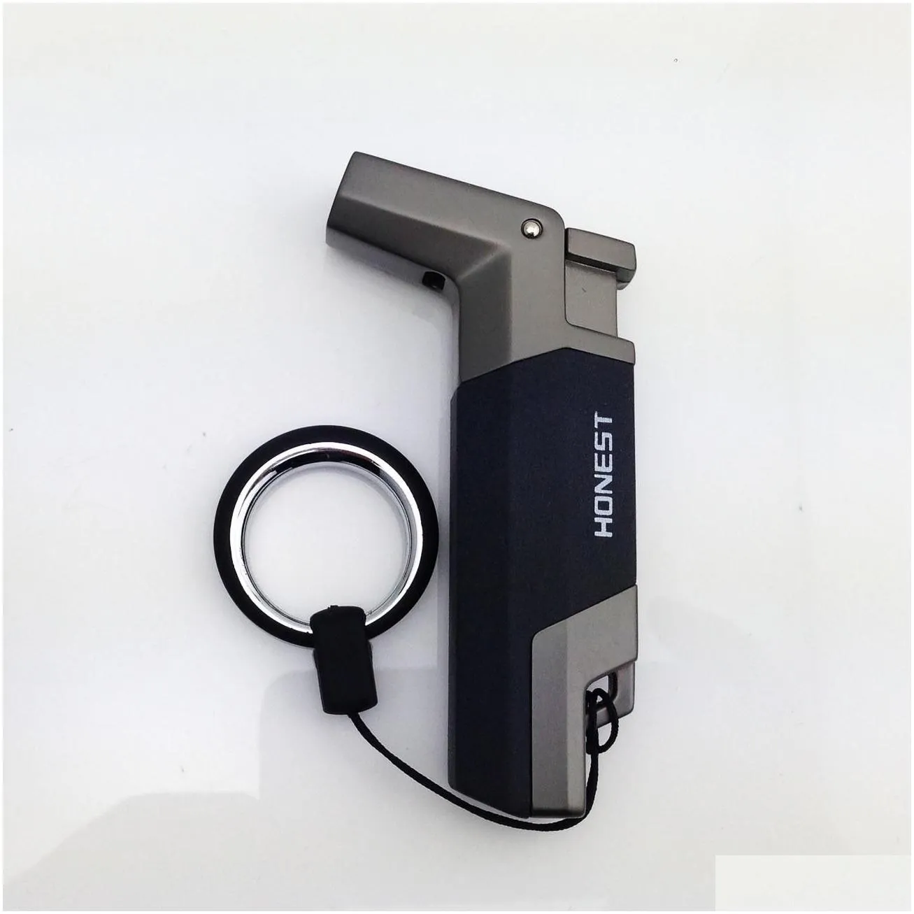 2016 new arrival honest lighter windproof stainless steel butane  1300 torch lighter key ring no gas