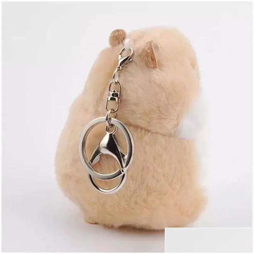 cute soft plush cartoon animal keychain small hamster toy doll keyring stuffed mouse pendant key chain women bag charms trinket 386 t2