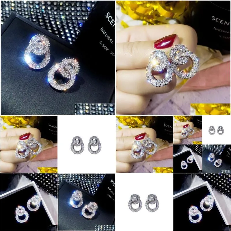 luxury across drop earrring crystal cz 925 sterling silver bohe engagement wedding dangle earrings for women party jewelry