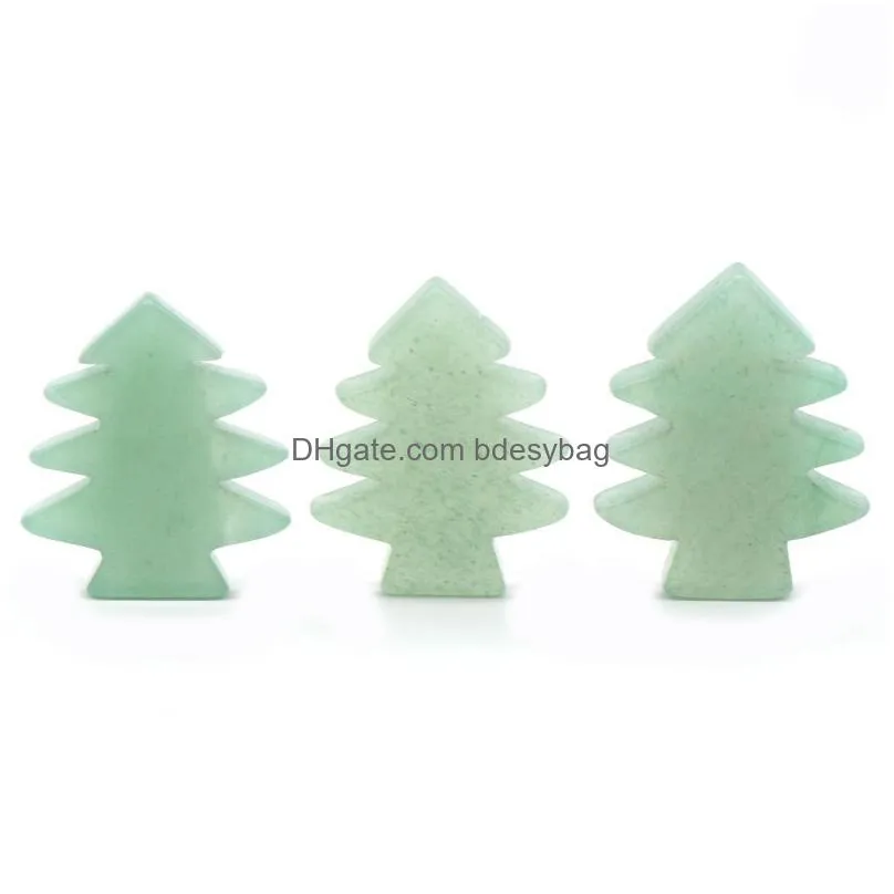 3 pieces howlite healing crystal stones pendant mini christmas tree desk ornament pocket stone home office christmas decoration