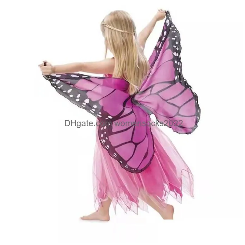 17 style butterfly cosplay costumes superhero party cape chiffon wings mask headband butterfly elf halloween christmas gifts for kids girl