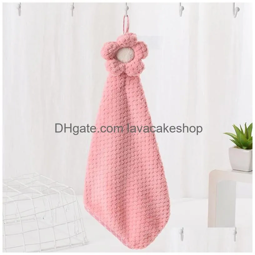 towel 20cmx40cm nonlinting bathroom hanging hangable coral fleece absorbent flower soft hand dishclothtoweltowel