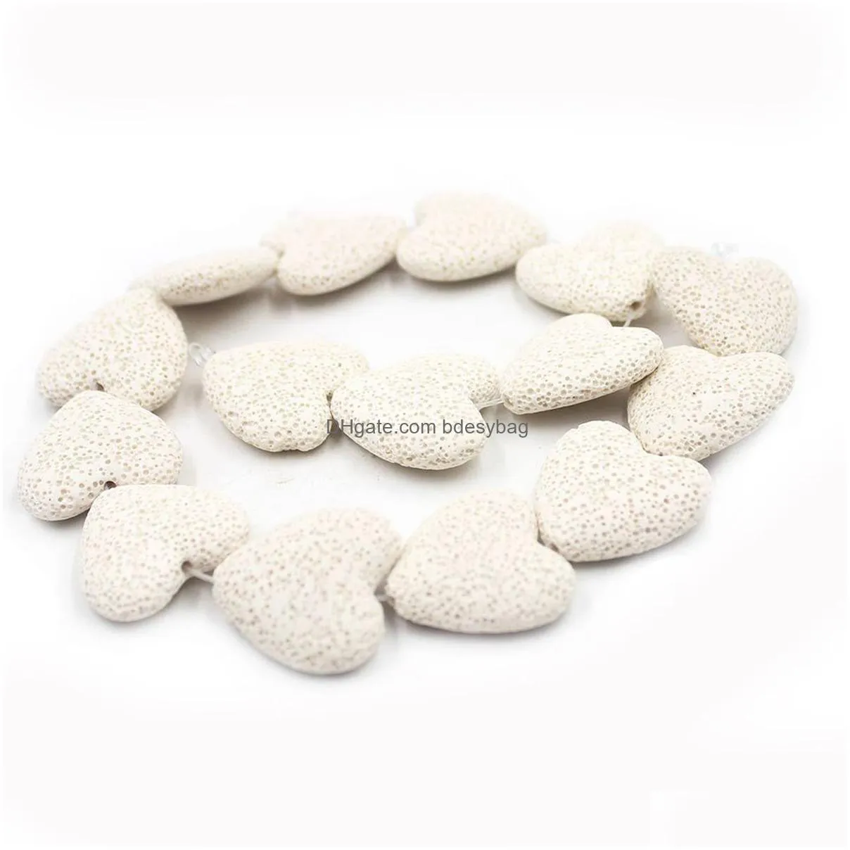 wholesale 28mm colorful heart shape lava stone beads diffuser  oil natual stone bead for making bracelet