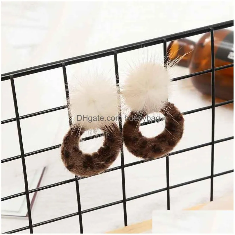 womens fashion twocolor fluffy faux fur small hollow ball pompom hook earrings pendant pendant mothers day gift