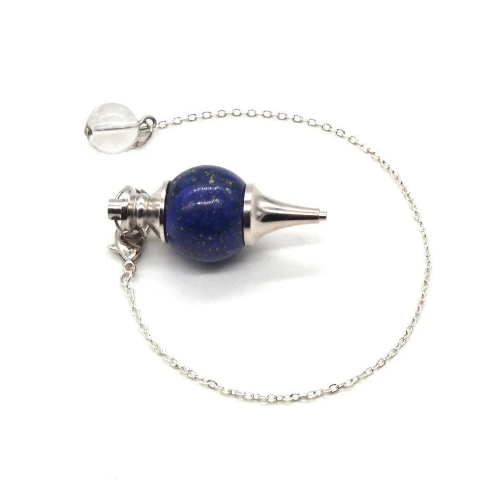 2018 handmade healing crystal natural lapis lazuli pendulum necklace dowsing amulet gem stone pendant necklaces gift