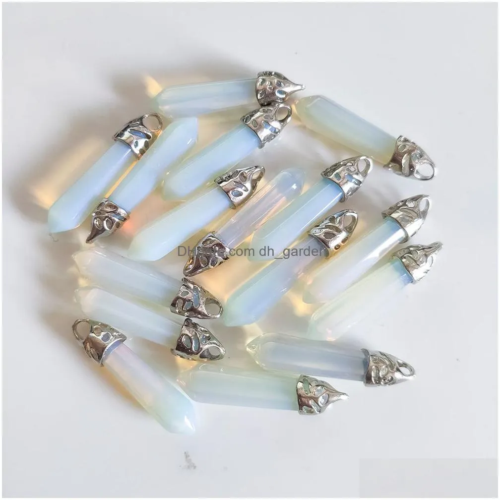 natural stone pendulum charms amethysts lapis lazuli tiger eye pillar pendants quartz crystal charms diy necklace earrings