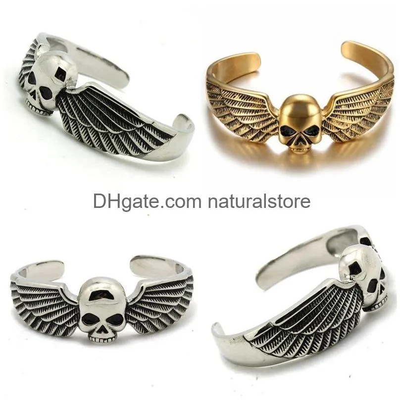 men fashion gothic stainless steel punk skull bracelet