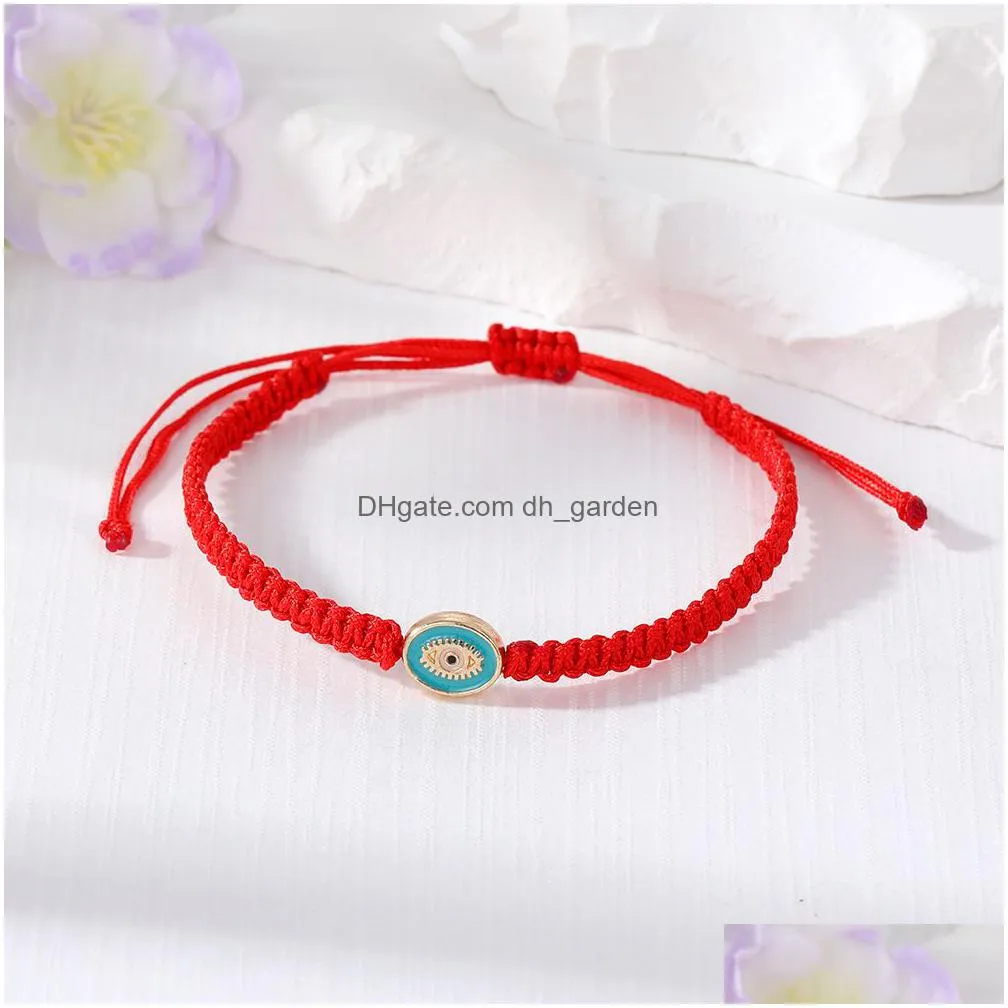 retro oval evil eye eyelash bracelet women handmade red rope chain lucky eyes beads bracelets girl party jewelry gift couple