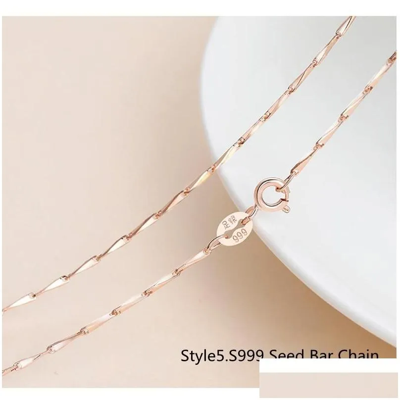 chains lo paulina 2022 real s999 silver gold chain necklace 16/18 18k/rose gold/platinum choker for woman jewel