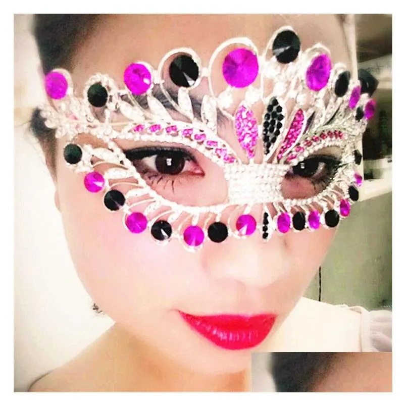 euroamerican style handmade crown rhinestone sexy mask creative gift for masquerade cosplay princess nightclub dress up