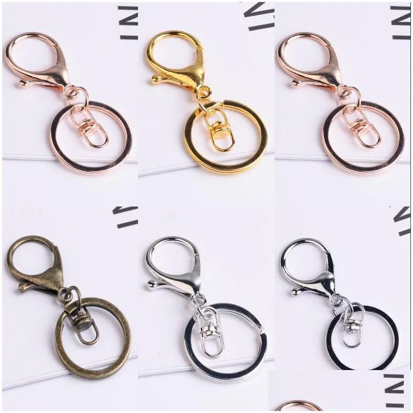 30mm key ring long 70mm popular classic 6 colors plated lobster clasp key hook chain jewelry making for keychain 310 n2