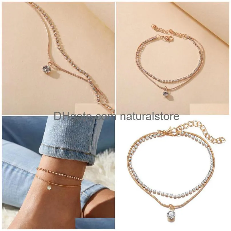 bohemian beads anklets for women boho cubic zirconia anklet ankle bracelet on leg anklet jewellery