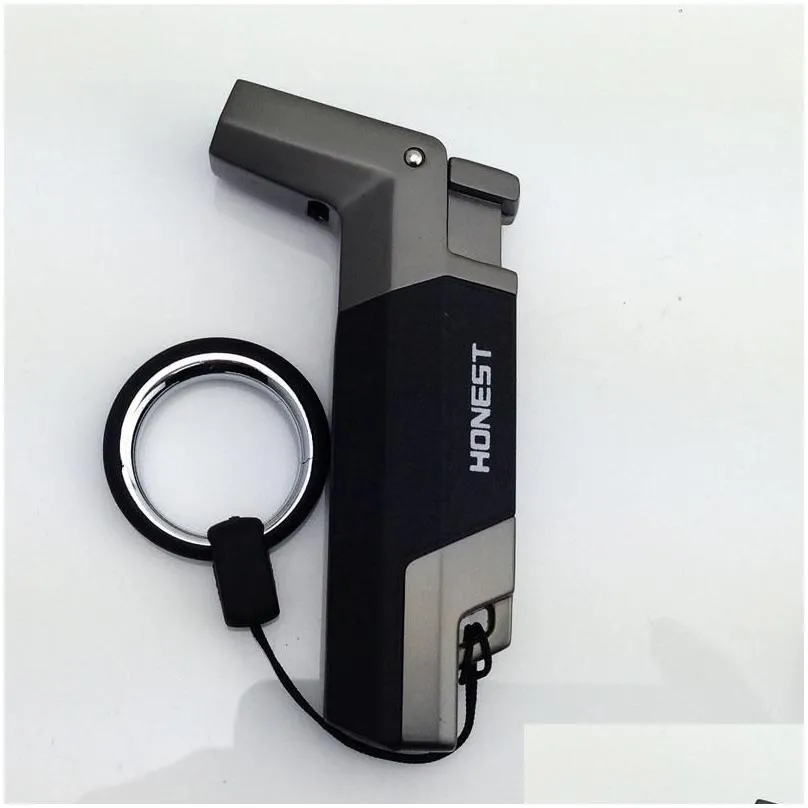 2016 new arrival honest lighter windproof stainless steel butane  1300 torch lighter key ring no gas