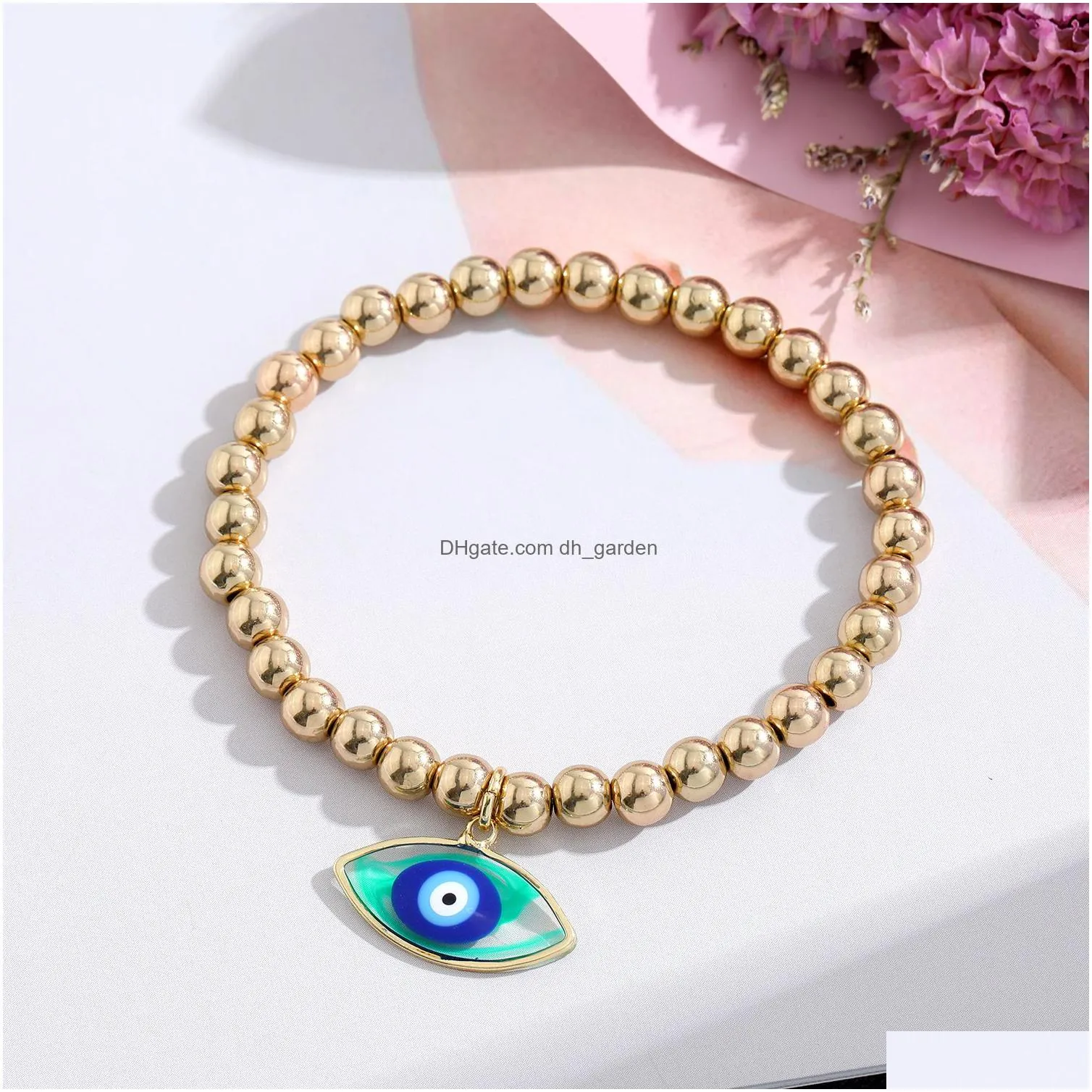 turkey oval blue evil eye charms bracelet women handmade gold plated beads rope chain lucky bracelets girl party jewelry gift couple