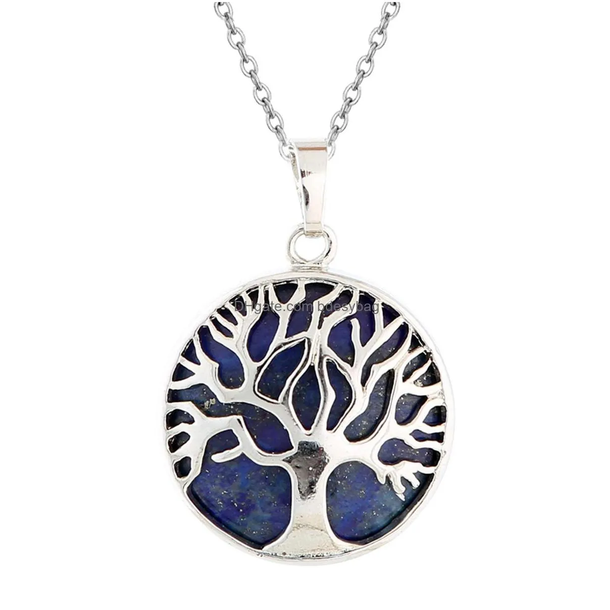 sterling silver gemstone family tree of life pendant necklace dainty jewelry anniversary birthday gifts for girls mom and women