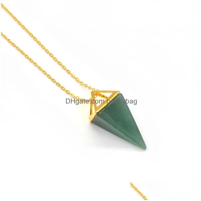 2017 fashion geometric real colorful nature stone necklace crystal necklaces gems stones pendant for women and men wholesale