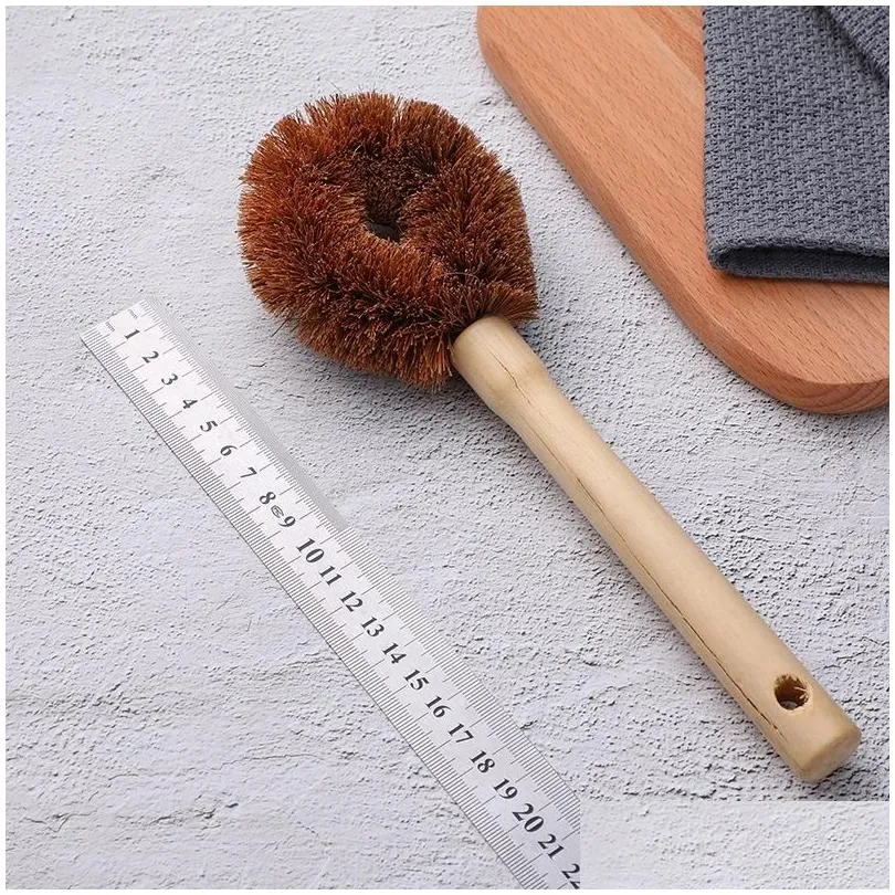 cleaning brushes natural coconut brown nonstick oil long handle pot dish washing can hang type household