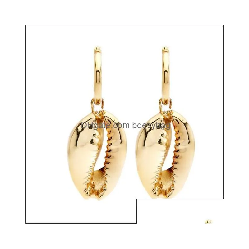 shell earrings simple pendant natural alloy shell long section fashion creative female jewelry national wind elegant gift beach party