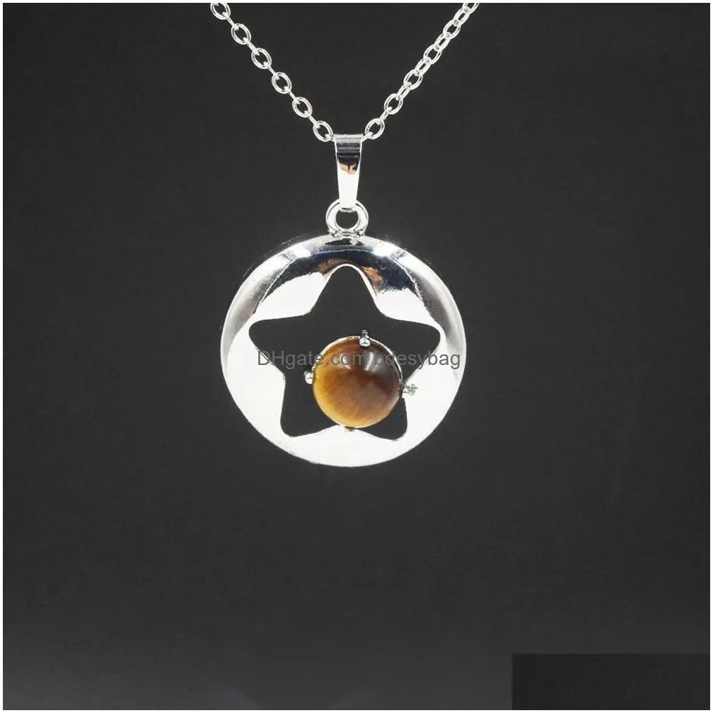 qimoshi natural stone star pendant necklace for women girl birthstone crystal chakra yoga druzy romantic friendship jewelry