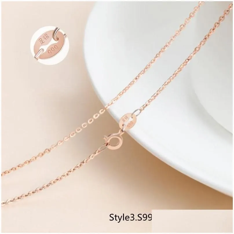 chains lo paulina 2022 real s999 silver gold chain necklace 16/18 18k/rose gold/platinum choker for woman jewel