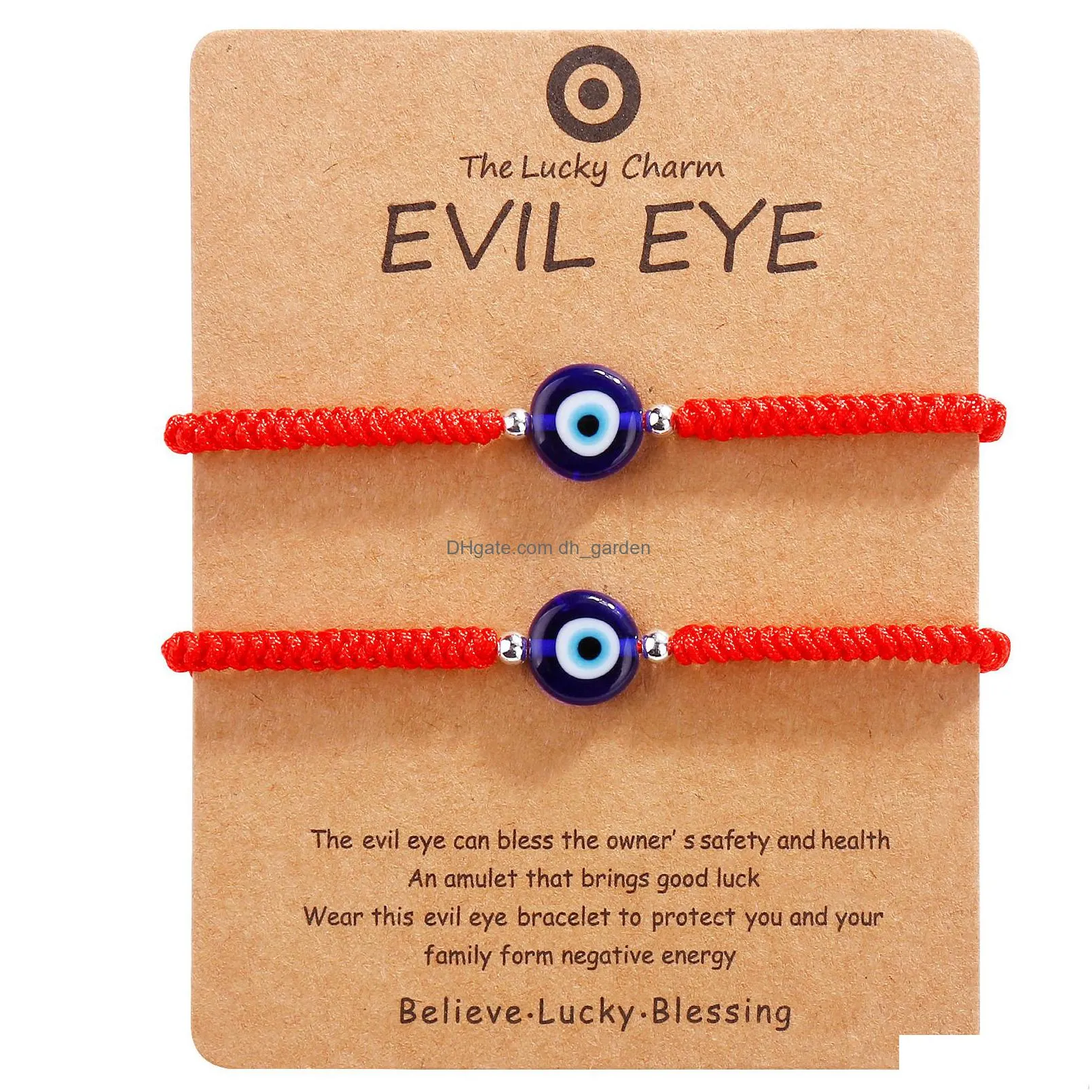 turkey evil eye card bracelet women handmade black red rope chain lucky eyes beads bracelets girl party jewelry gift couple