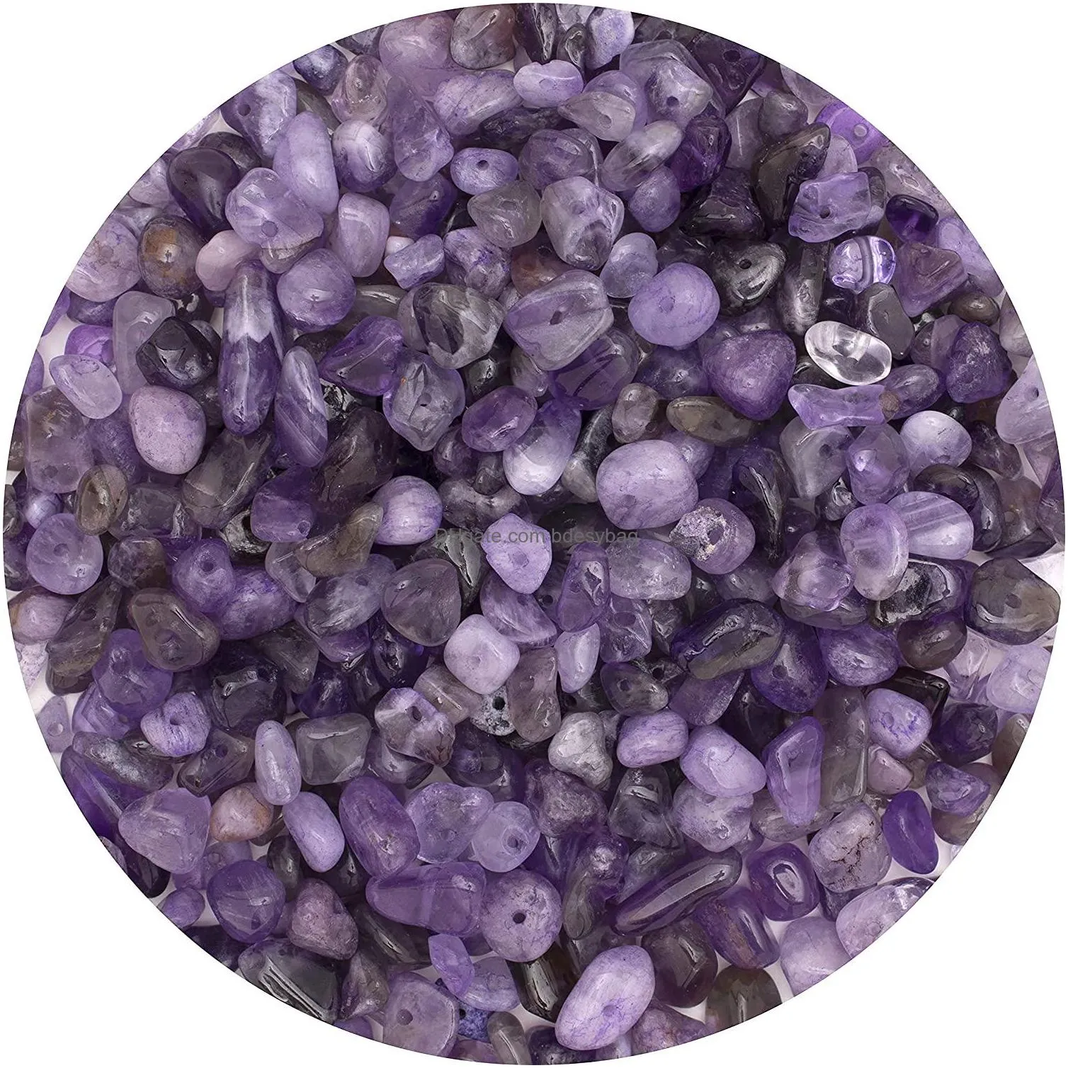 500pcs loose gemstone chip beads for diy making jewelry drilled irregular raw rock stone healing crystal quartz stone