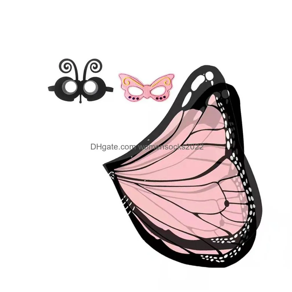 17 style butterfly cosplay costumes superhero party cape chiffon wings mask headband butterfly elf halloween christmas gifts for kids girl