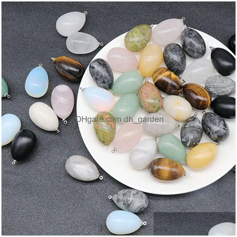 easter 20x30mm egg statue charms pendant carved decoration quartz healing crystal semiprecious stone charms jewelry making