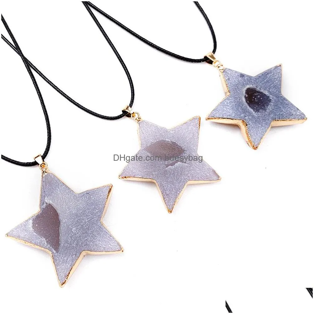 natural agate crystal tooth original stone peach heart star moon pendant necklace irregular ore top drilled for jewelry making