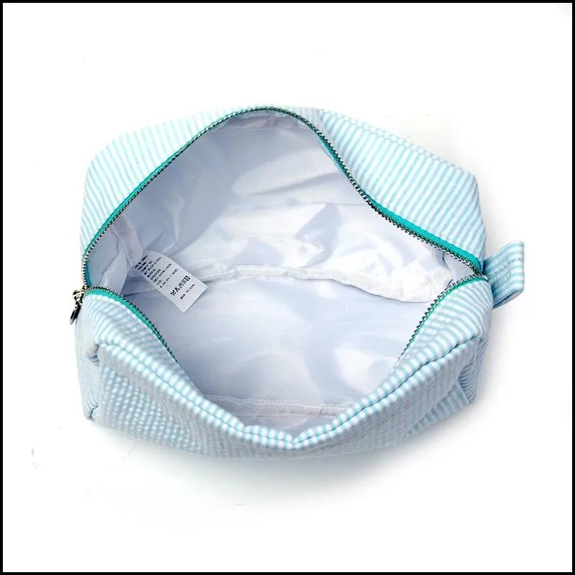 seersucker cosmetic bags stripe clutch storagebag popular women grooming bag travel storage organization package