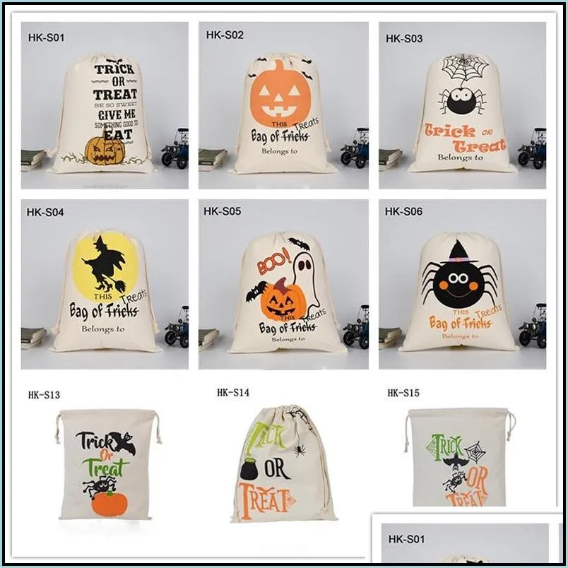 sublimation halloween candy bag party portable drawstring pocket bat letter print tote bags cotton and line cartoon trick or treat kids casual gift