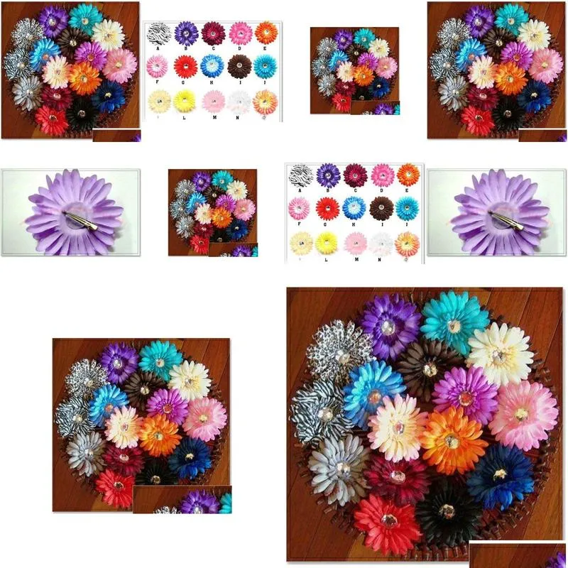 gerbera daisy flower with clips baby hair bows alligator grip girls accessories barrettes6220725