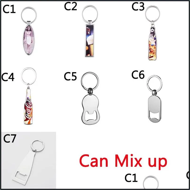 sublimation blank bottle opener favor metal ovalshaped keychain diy drink bottle shape corkscrew festival party supplies