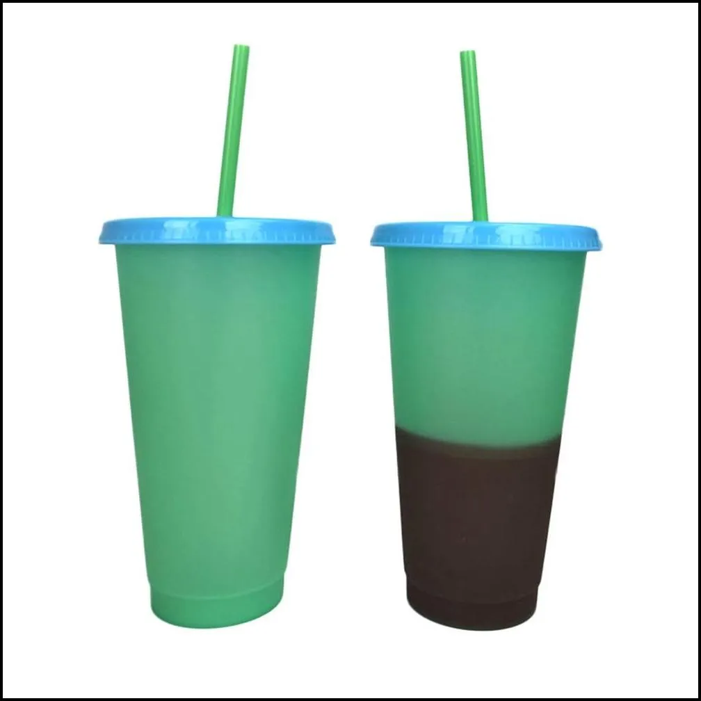 color changing cup 24oz magic mug water bottle reusable cold drinking tumbler with lids and straws 08