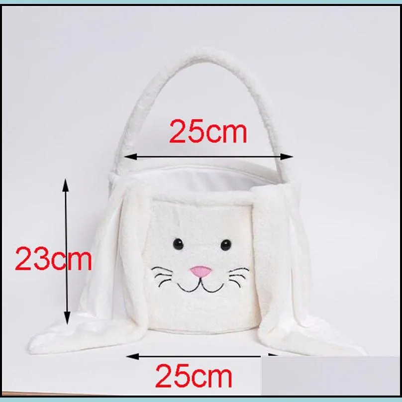 plush easter bunny basket festive long ears rabbit bucket easters egg storage bag kids candy gift tote bags festival party decor