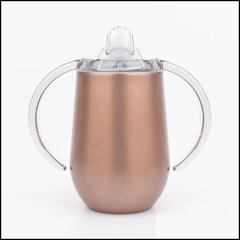 10oz stainless steel sippy sup with handle insulated kid sucker bottle children drinking tumblers training cups milk mug