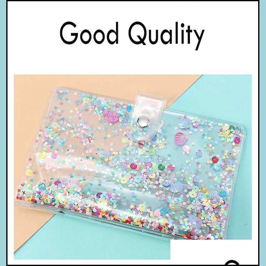 a5/a6 clear pvc sequins binder 6hole metal ring notepad cover cute diary handbook packaging portable office travel supplies