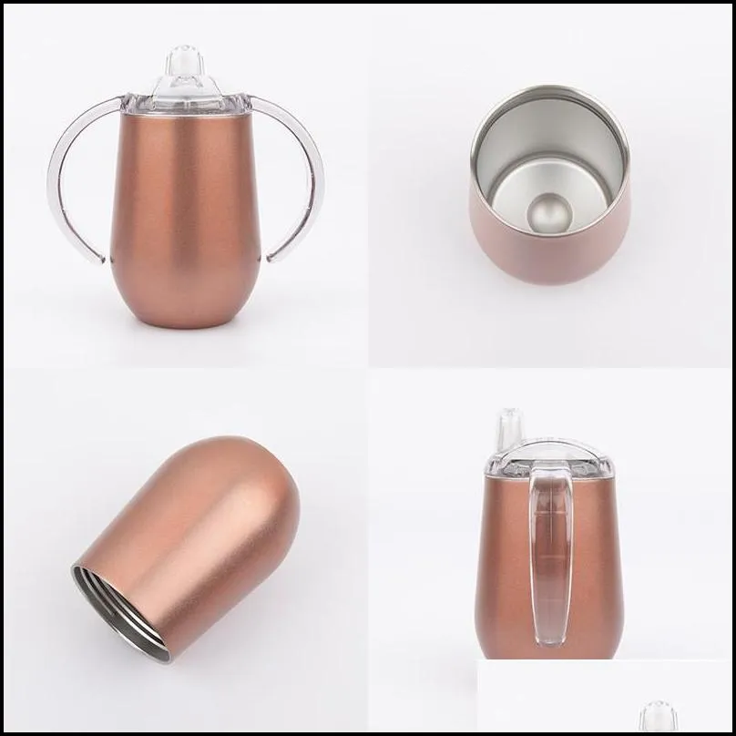 10oz stainless steel sippy sup with handle insulated kid sucker bottle children drinking tumblers training cups milk mug